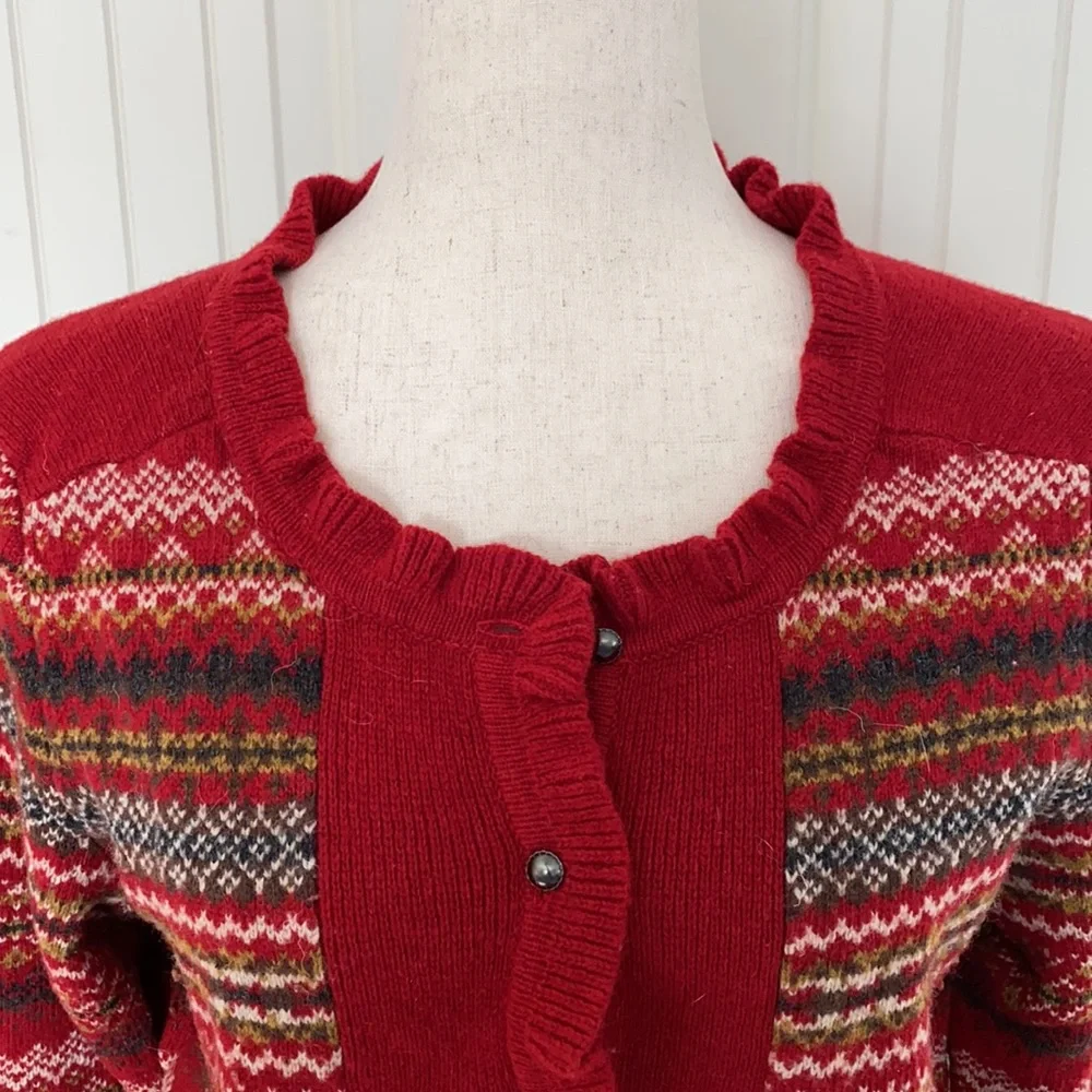 Eddie Bauer Winter Cardigan with Ruffled Neck and Placket—L - Picture 2 of 8